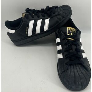 Adidas Originals Superstar Boys Athletic Sneakers Black With White Size 2